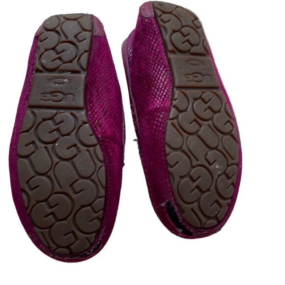 UGG MAGENTA Suede Snakeskin Effect Slip OnMoccasin Slippers Size 7 - Picture 7 of 7
